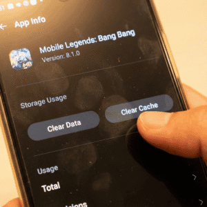 Selecting Clear Cache instead of Clear Data to fix MLBB loading stuck.