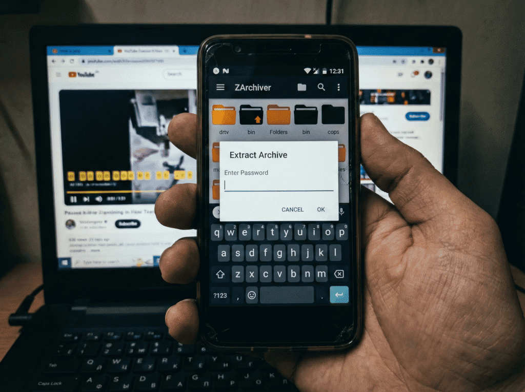 ZArchiver app asking for a password to extract Zolaxis VIP rar file.